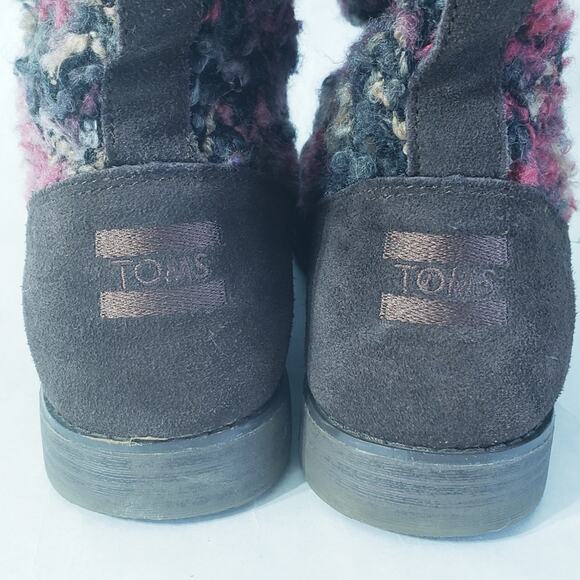 TOMS Serra Dark Brown Suede Textile Boots Booties SIZE 10 Brown Multicolor - Picture 6 of 10